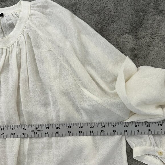 Jenni Kayne Long Sleeve Willow Blouse MEDIUM Cream Viscose Wool Top Shirt - Picture 5 of 7